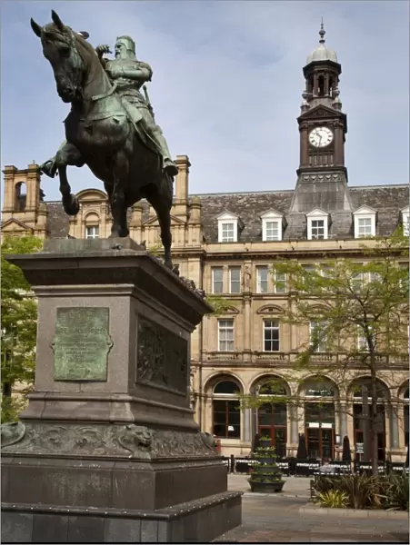 The Black Prince Statue in City Square, Leeds, West Yorkshire, Yorkshire, England, United Kingdom, Europe