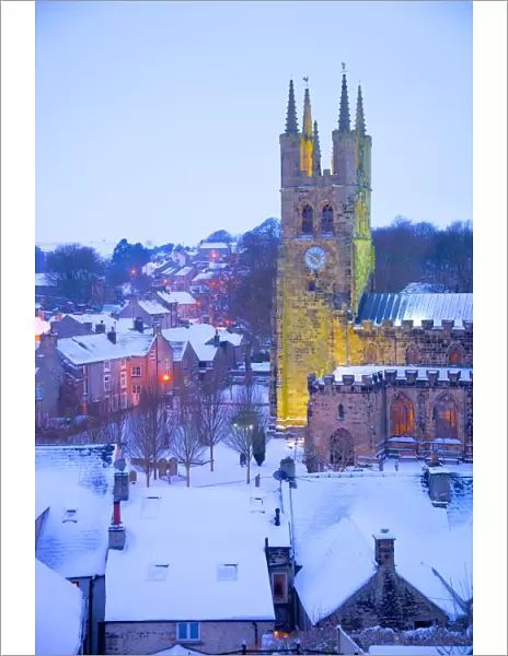 Cathedral of the Peak in snow, Tideswell, Peak District National Park, Derbyshire, England, United Kingdom, Europe