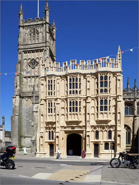 Church of St. John the Baptist and 15th century south porch, Cirencester, Gloucestershire, England, United Kingdom, Europe