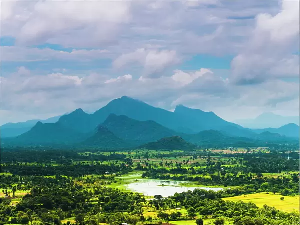Sri Lanka landscape, taken from the top of Sigiriya Rock Fortress (Lion Rock), Sigiriya, Sri Lanka, Asia