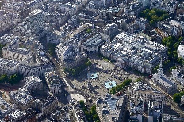 Aerial view of Trafalgar Square, London, England, United Kingdom, Europe