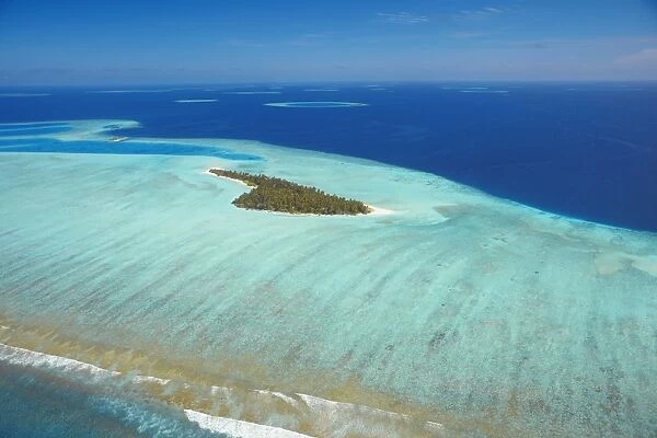 Aerial view of a tropical island, Maldives, Indian Ocean, Asia