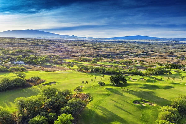 Aerial view of west coast resort, Mauna Kea Beach hotel, Big Island, Hawaii