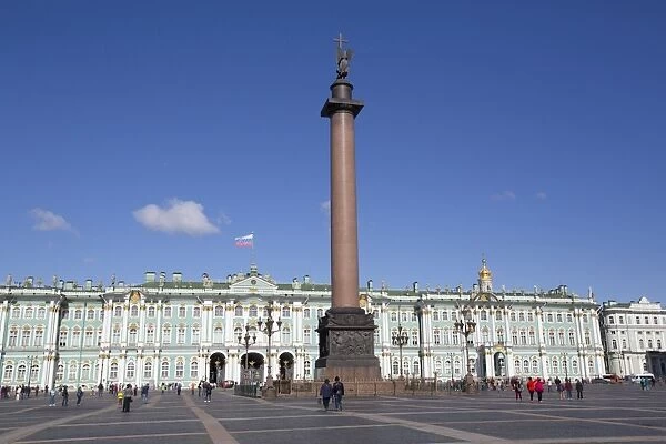 Alexander Column on Palace Square, State Hermitage Museum (Winter Palace) in the background