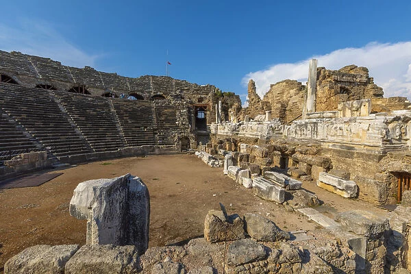 Amphitheatre at Side, Side, Antalya Province, Turkey, Asia Minor, Eurasia