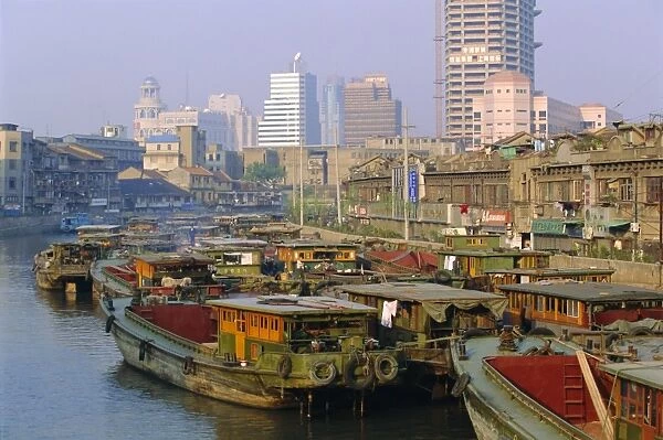 Barges on the Huangpu River, Shanghai, China