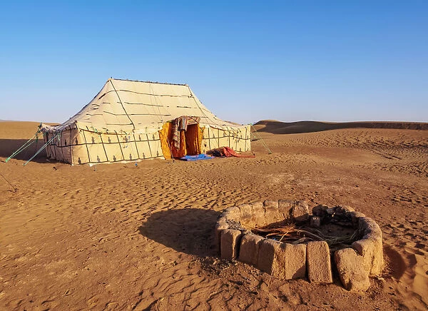 Berber Oasis Camp in Zagora Desert, sunrise, Draa-Tafilalet Region, Morocco, North Africa