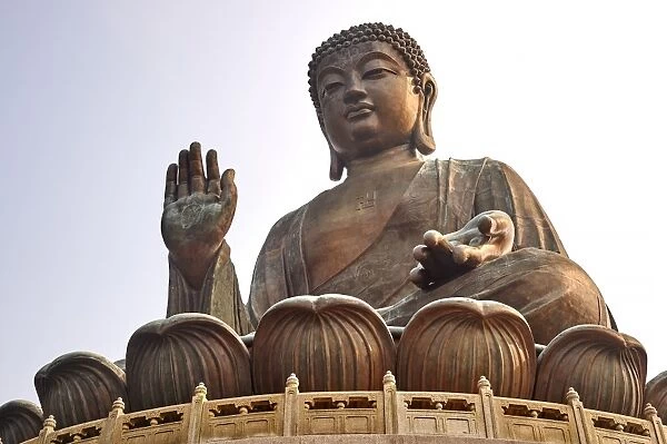 Big Buddha, showing the Buddhist swastika, Po Lin Monastery, Ngong Ping, Lantau Island