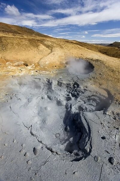 Boiling mudpools in geothermal area on Reykjanes Peninsula, near Keflavik