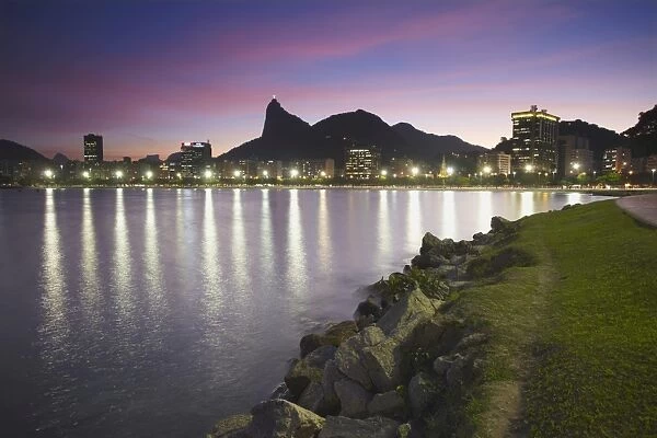 Botafogo Bay and Christ the Redeemer statue (Cristo Redentor), Rio de Janeiro, Brazil, South America