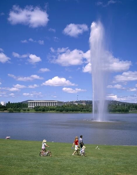 Captain Cook Memorial Fountain (Water Jet), Lake Burley Griffin, Canberra