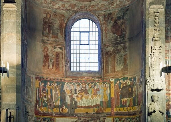 Carolingian and Romanesque frescoes, Church of the Benedictine Kloster St. Johann (Benedictine Convent of St. John), UNESCO World Heritage Site, Mustair, Graubunden, Switzerland, Europe