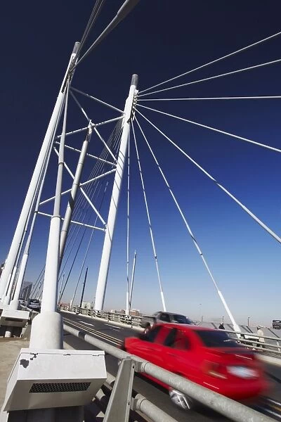 Cars crossing Nelson Mandela Bridge, Newtown, Johannesburg, Gauteng, South Africa, Africa