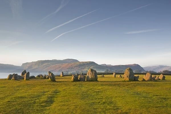 Castlerigg stone circle at dawn in the Lake District National Park, Cumbria, England, United Kingdom, Europe