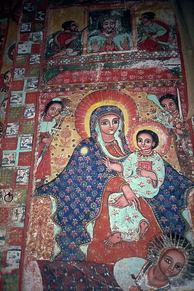 Church paintings, Narga Selassie, Dek, Lake Tana, Ethiopia, Africa