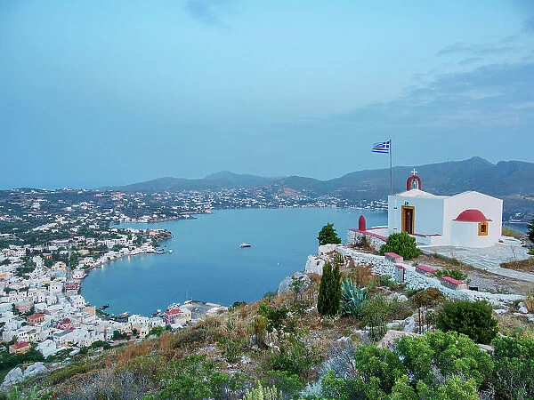Church of Prophet Elias above the town of Agia Marina, Leros Island, Dodecanese, Greek Islands, Greece, Europe