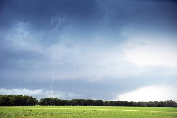 Cloud to ground lightning flash or strike, Oklahoma, United States of America, North America