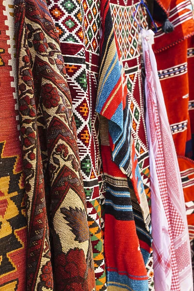 Colourful rugs and carpets for sale in Al Fahidi Historic Neighbourhood, Bur Dubai