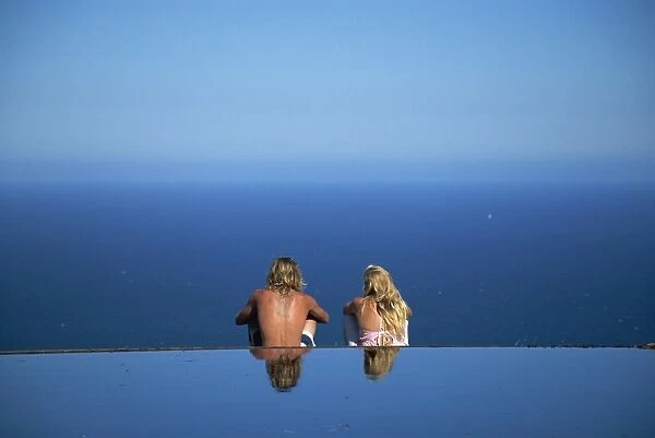 Couple meditating, Garden of Peace, Stanwell Park, New South Wales, Australia, Pacific