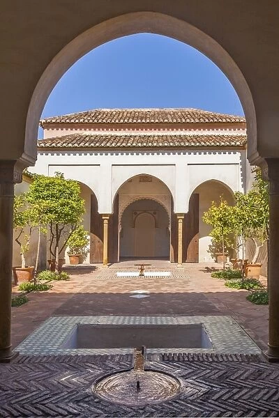Courtyard in Alcazaba, Malaga, Andalucia, Spain, Europe