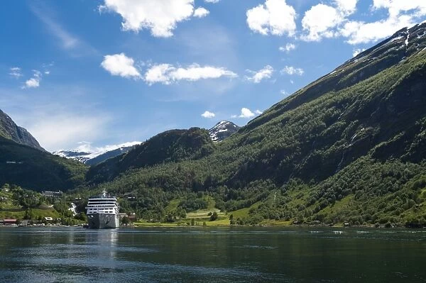 Cruise Ship in Geirangerfjord, UNESCO World Heritage Site, Norway, Scandinavia, Europe