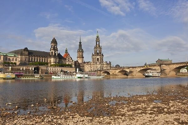 Cruise ships in on the River Elbe, Dresden, Saxony, German, Europe