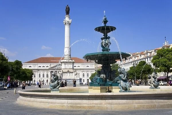 Dom Pedro Monument in the Rossio District, Lisbon, Portugal, Europe