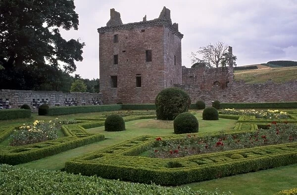 Edzell Castle dating from the 17th century, with a late medieval tower house