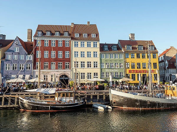 Evening at Nyhavn Harbour, Copenhagen, Denmark, Scandinavia, Europe