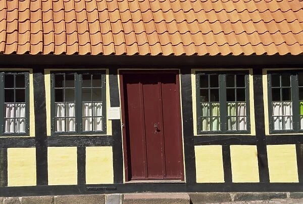 Detail from the facade of a small house, the birthplace of Hans Christian Andersen