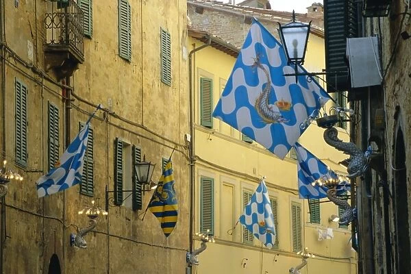 Flags of the Onda (Wave) contrada in the Via Giovanni Dupre
