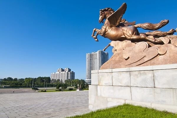 Flying horse monument in front of the Schoolchildrens palace, Pyongyang