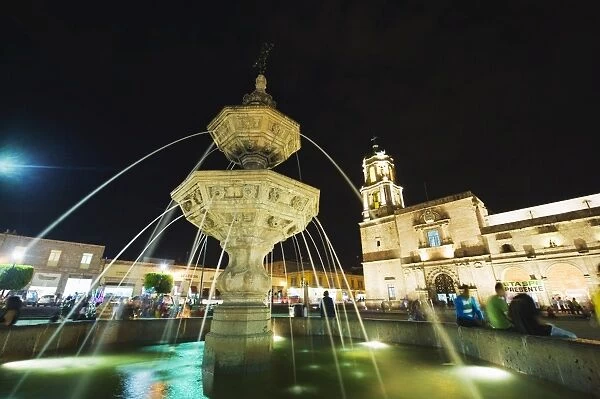 Fountain in Plaza Valladolid, Morelia, UNESCO World Heritage Site, Michoacan state