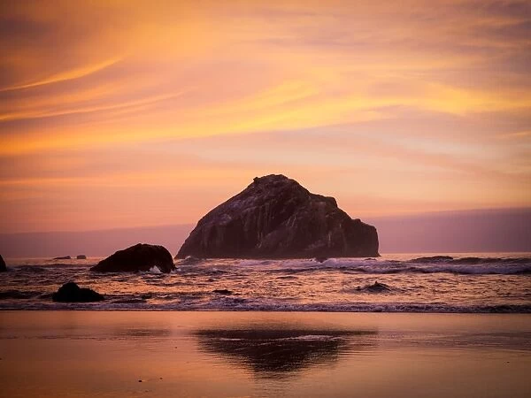Golden hour at Face Rock, Bandon, Oregon, United States of America, North America