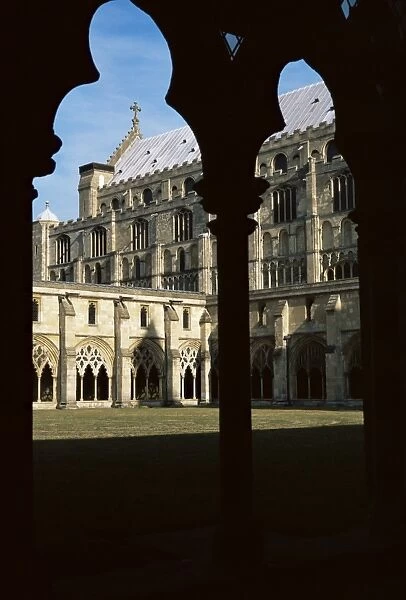 Gothic cathedral cloister, dating from the 13th and 14th centuries, Norwich Cathedral