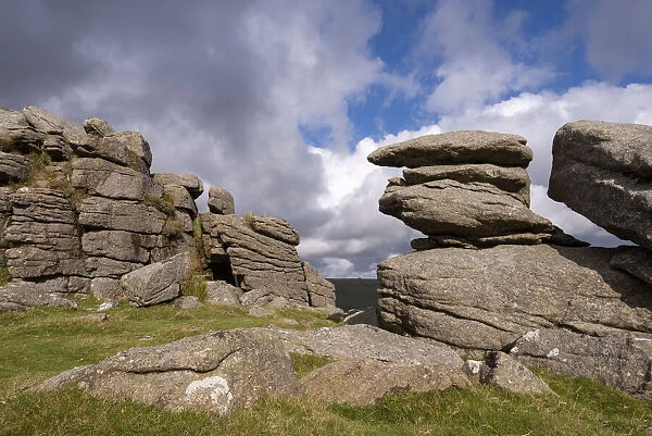 Granite outcrops on Middle Staple Tor in Dartmoor National Park, Devon, England