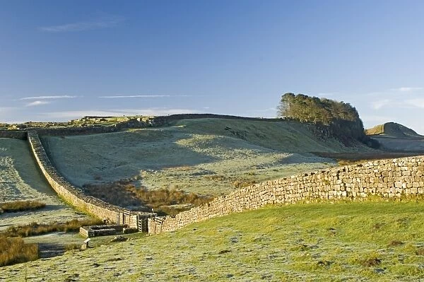 Hadrians Wall with civilian gate, a unique feature, and Housesteads Fort
