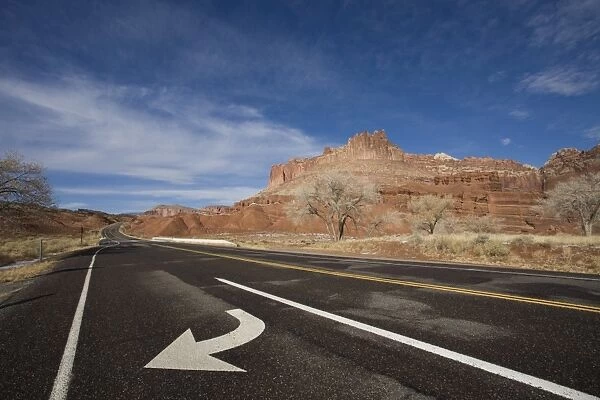 Highway 24 by the Castle, Capitol Reef National Park, Utah, United States of America
