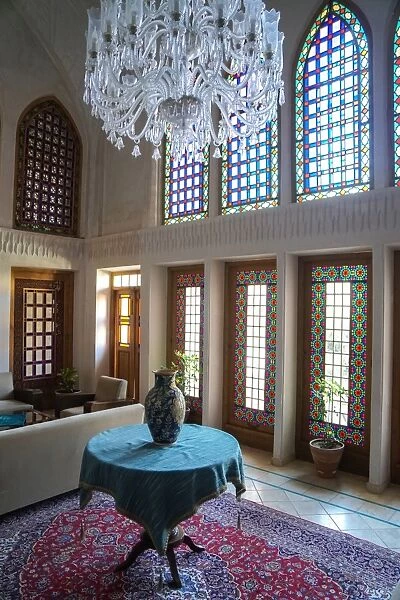 Interior of late 18th century Qajar mansion, now Serai Ameriha Hotel, Kashan, Iran