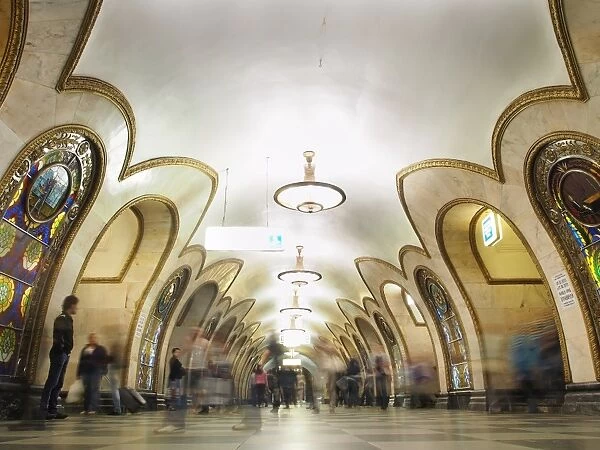 Interior of metro station, Moscow, Russia, Europe