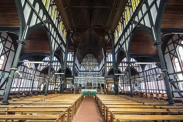 Interior of the St. Georges Cathedral, one of the largest wooden churches in the world