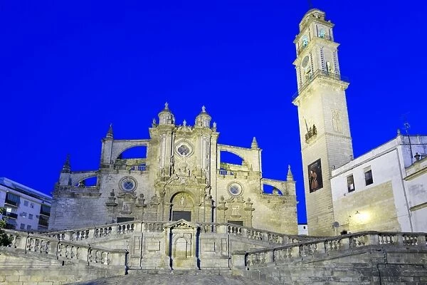 Jerez de la Frontera Cathedral at night, Jerez de la Frontera, Cadiz province, Andalucia
