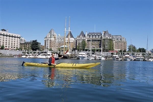 Kayaking in the harbor, Victoria, British Columbia, Canada, North America