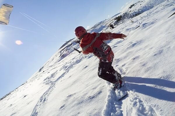 Kite snowboarding, Brecon Beacons, Wales, United Kingdom, Europe