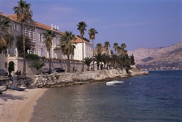 Korcula town beach, Korcula Island, Dalmatia, Croatia, Europe