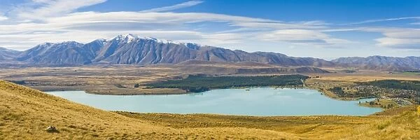Lake Tekapo and snow capped mountains, Southern Lakes, Canterbury Region, South Island New Zealand, Pacific