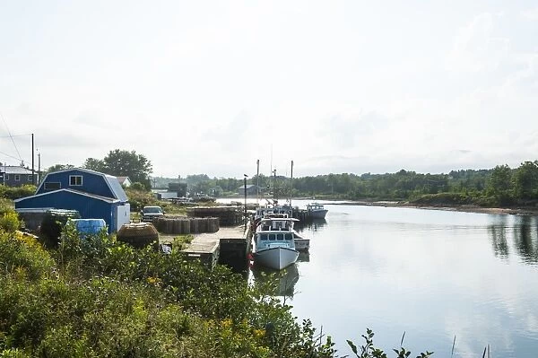 Little boats in the bay of Dingwall, Cape Breton Highlands National Park, Cape Breton Island, Nova Scotia, Canada, North America