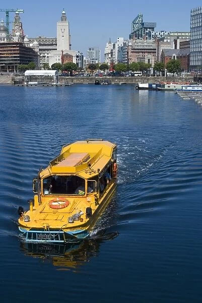 Liverpool Duck, the amphibious tour vehicle, near Albert Dock, Liverpool