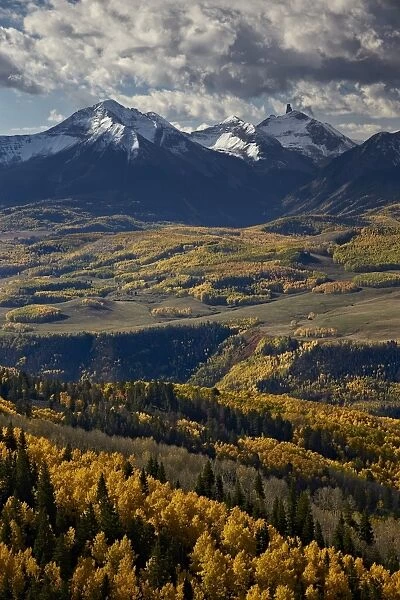 Lizard Head and yellow aspens in the fall, Uncompahgre National Forest, Colorado