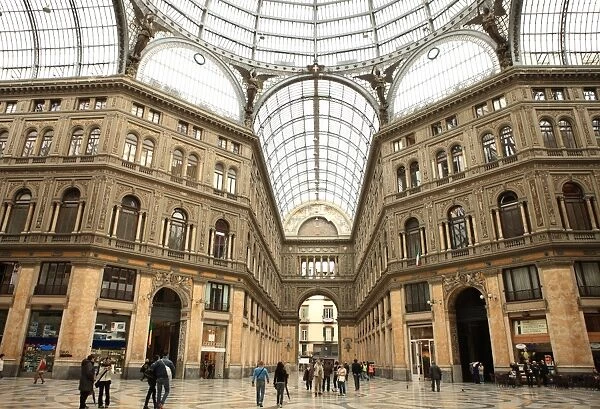 Low angle view of the interior of the Galleria Umberto I, Naples, Campania, Italy, Europe